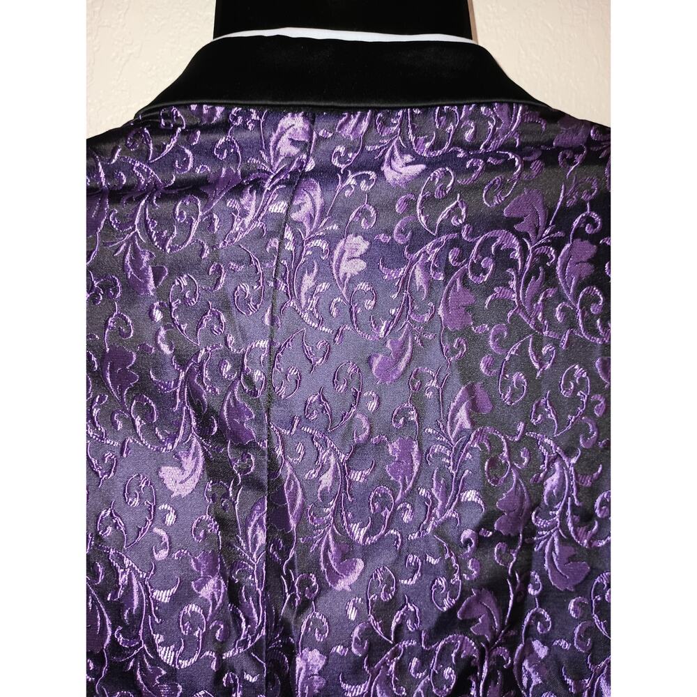 COOFANDY Men's Purple Floral Jacquard Blazer Tuxedo Jacket Size L M008 - Picture 8 of 11